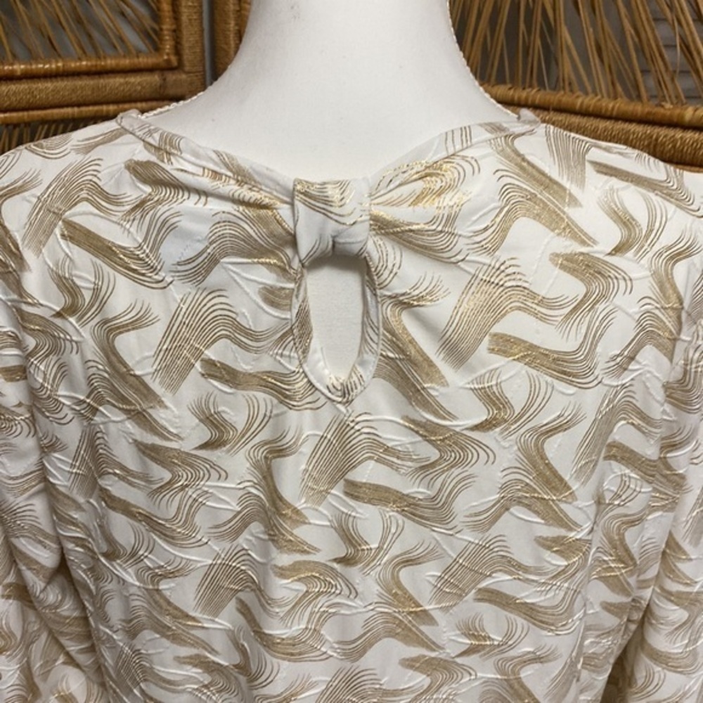 BonWorth Womens Medium Fun Print Blouse Stretchy Three Quarter Length Sleeves - Picture 5 of 7